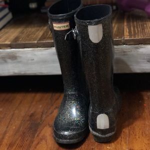 Hunter black glitter rain boots